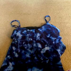 Size 18, blue and black bathing suit top!
